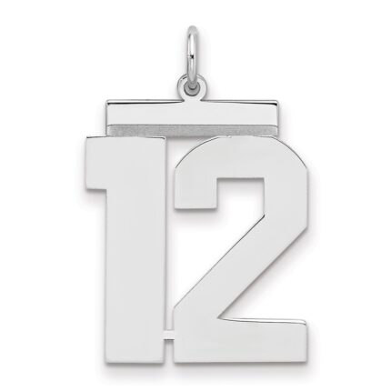 Sterling Silver/Rhodium-plated Polished Number 12 Charm