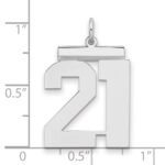 Sterling Silver/Rhodium-plated Polished Number 21 Charm - Image 2