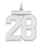 Sterling Silver/Rhodium-plated Polished Number 28 Charm