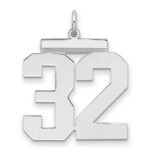 Sterling Silver/Rhodium-plated Polished Number 32 Charm