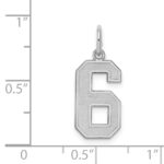 Sterling Silver/Rhodium-plated Satin Number 6 Charm - Image 3