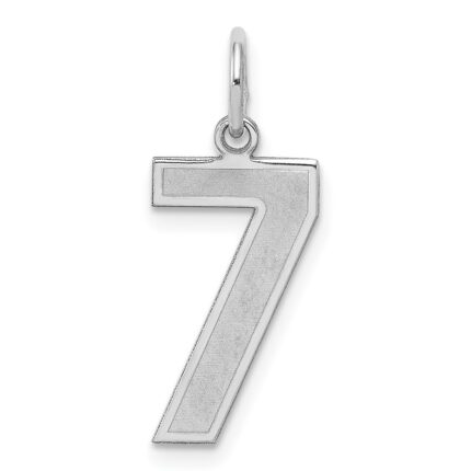 Sterling Silver/Rhodium-plated Satin Number 7 Charm