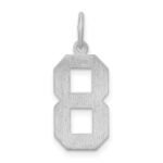 Sterling Silver/Rhodium-plated Satin Number 8 Charm - Image 4