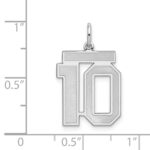Sterling Silver/Rhodium-plated Satin Number 10 Charm - Image 3