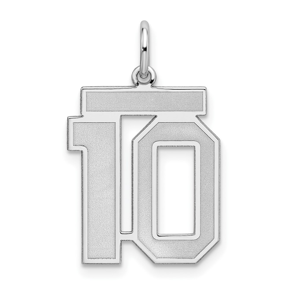 QPM10.jpg Sterling Silver/Rhodium-plated Satin Number 10 Charm - Image 1