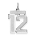 Sterling Silver/Rhodium-plated Satin Number 12 Charm