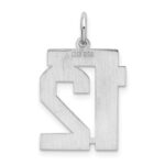 Sterling Silver/Rhodium-plated Satin Number 12 Charm - Image 4