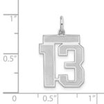 Sterling Silver/Rhodium-plated Satin Number 13 Charm - Image 3