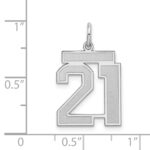 Sterling Silver/Rhodium-plated Satin Number 21 Charm - Image 3