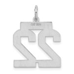 Sterling Silver/Rhodium-plated Satin Number 22 Charm - Image 4