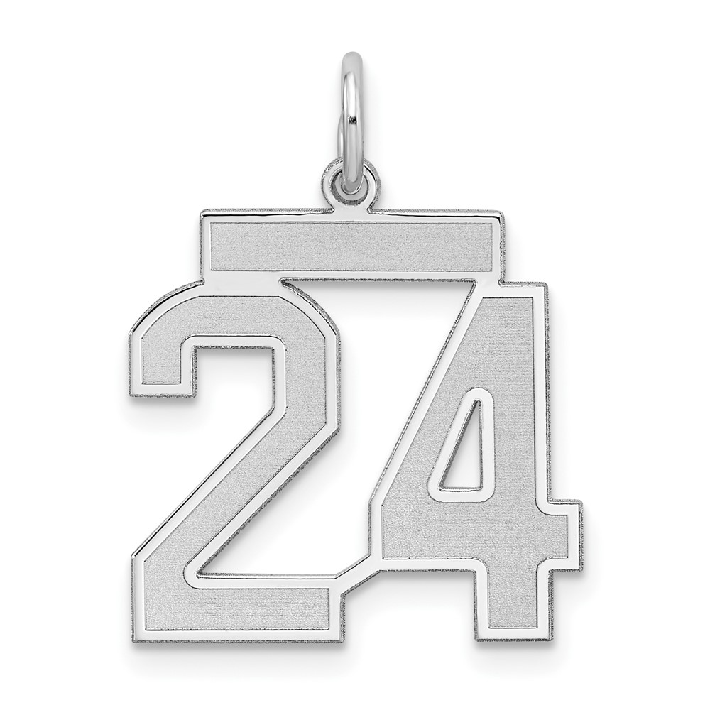QPM24.jpg Sterling Silver/Rhodium-plated Satin Number 24 Charm - Image 1