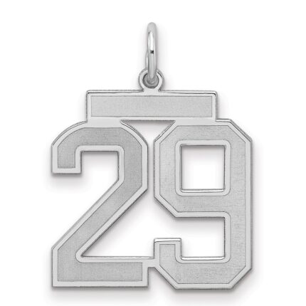 Sterling Silver/Rhodium-plated Satin Number 29 Charm