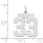 Sterling Silver/Rhodium-plated Satin Number 33 Charm - Image 4
