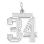 Sterling Silver/Rhodium-plated Satin Number 34 Charm