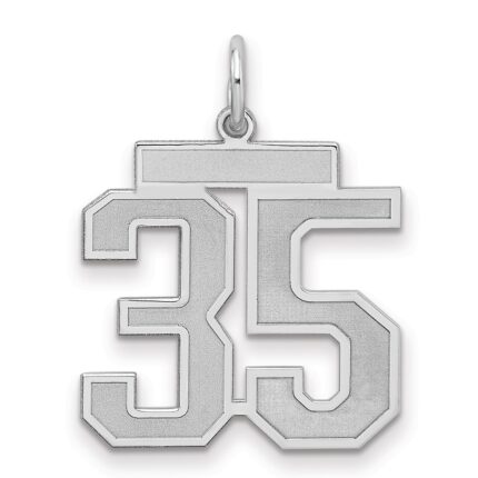 Sterling Silver/Rhodium-plated Satin Number 35 Charm
