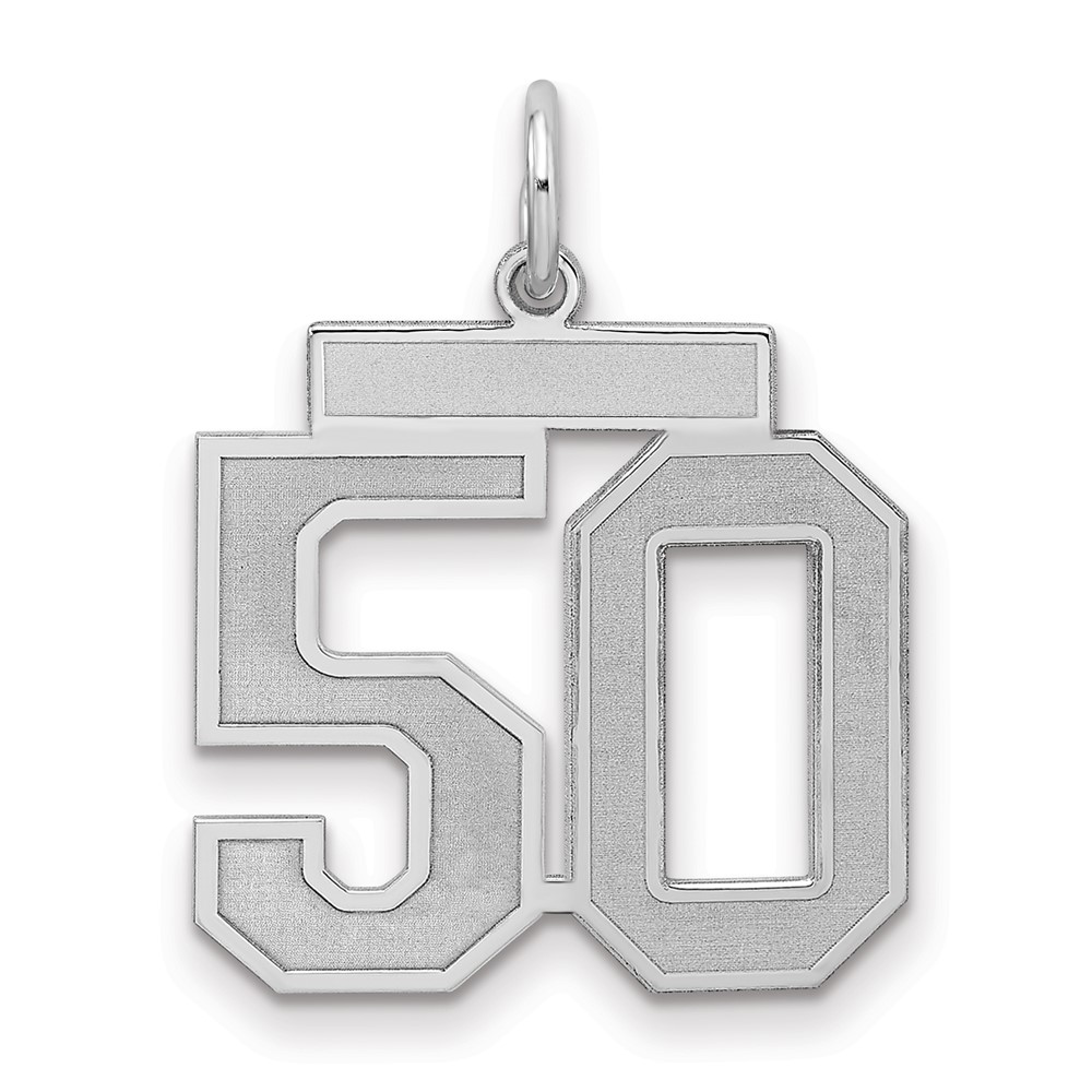 QPM50.jpg Sterling Silver/Rhodium-plated Satin Number 50 Charm - Image 1