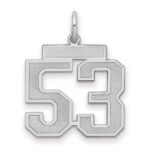 Sterling Silver/Rhodium-plated Satin Number 53 Charm
