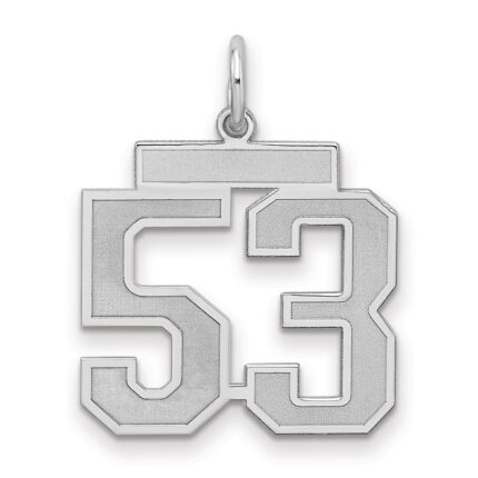 Sterling Silver/Rhodium-plated Satin Number 53 Charm