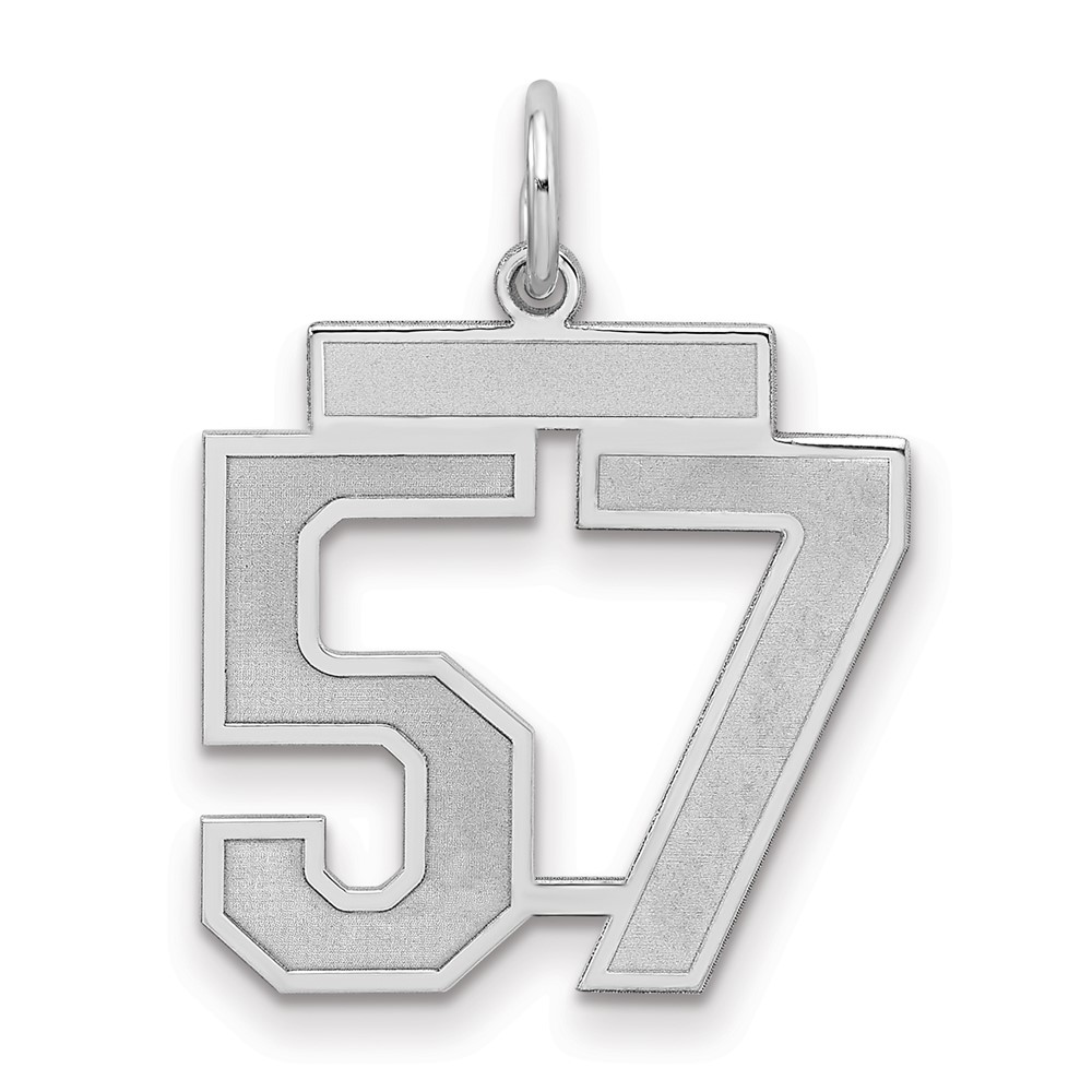 QPM57.jpg Sterling Silver/Rhodium-plated Satin Number 57 Charm - Image 1