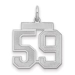 Sterling Silver/Rhodium-plated Satin Number 59 Charm