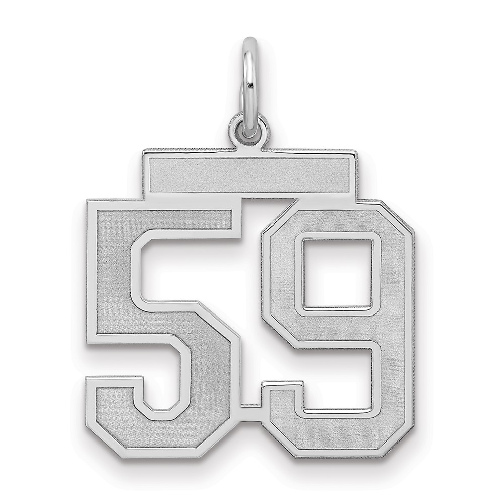 QPM59.jpg Sterling Silver/Rhodium-plated Satin Number 59 Charm - Image 1