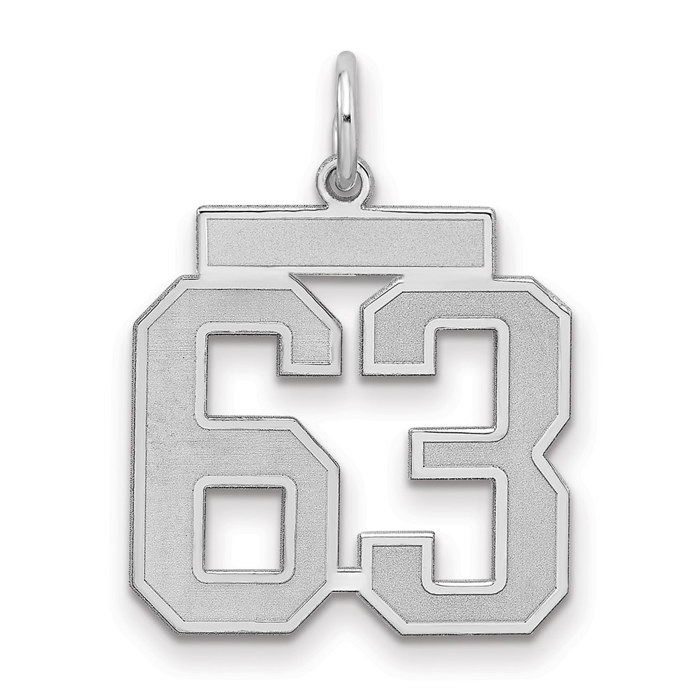 QPM63.jpg Sterling Silver/Rhodium-plated Satin Number 63 Charm - Image 1