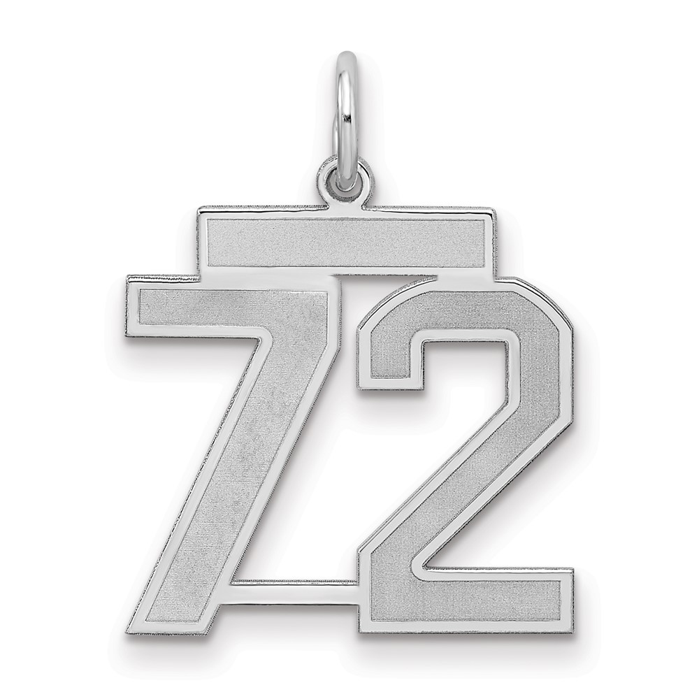 QPM72.jpg Sterling Silver/Rhodium-plated Satin Number 72 Charm - Image 1
