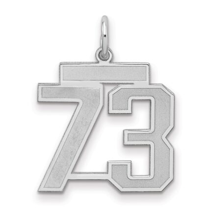 Sterling Silver/Rhodium-plated Satin Number 73 Charm