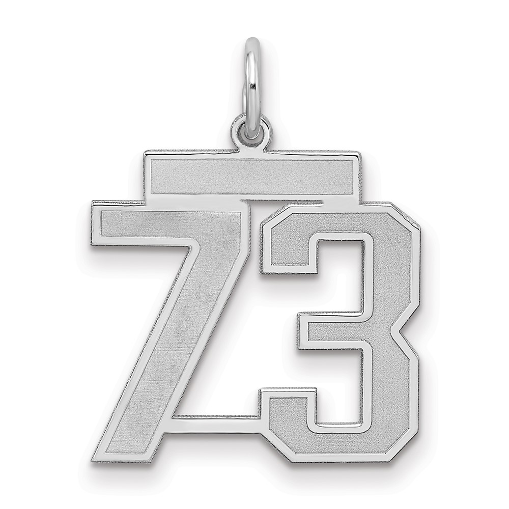 QPM73.jpg Sterling Silver/Rhodium-plated Satin Number 73 Charm - Image 1