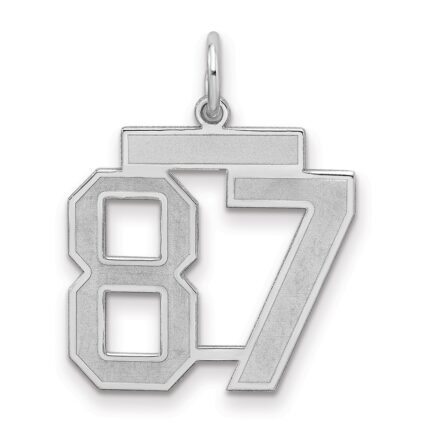 Sterling Silver/Rhodium-plated Satin Number 87 Charm