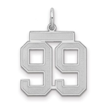 Sterling Silver/Rhodium-plated Satin Number 99 Charm