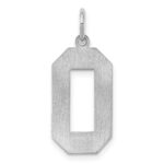 Sterling Silver/Rhodium-plated Satin Number 0 Charm - Image 4