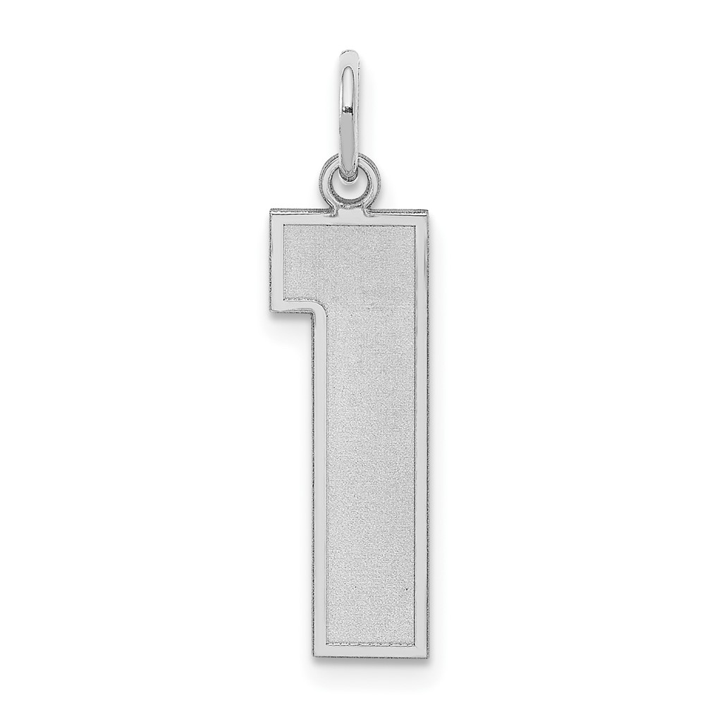 QPP01.jpg Sterling Silver/Rhodium-plated Satin Number 1 Charm - Image 1