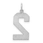 Sterling Silver/Rhodium-plated Satin Number 2 Charm - Image 4