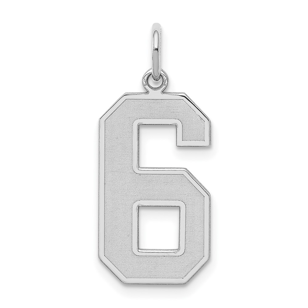 QPP06.jpg Sterling Silver/Rhodium-plated Satin Number 6 Charm - Image 1