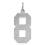 Sterling Silver/Rhodium-plated Satin Number 8 Charm - Image 4