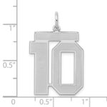 Sterling Silver/Rhodium-plated Satin Number 10 Charm - Image 3