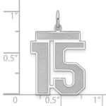 Sterling Silver/Rhodium-plated Satin Number 15 Charm - Image 3