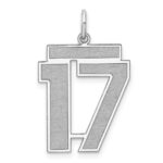 Sterling Silver/Rhodium-plated Satin Number 17 Charm