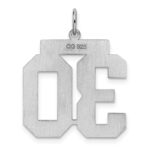 Sterling Silver/Rhodium-plated Satin Number 30 Charm - Image 4