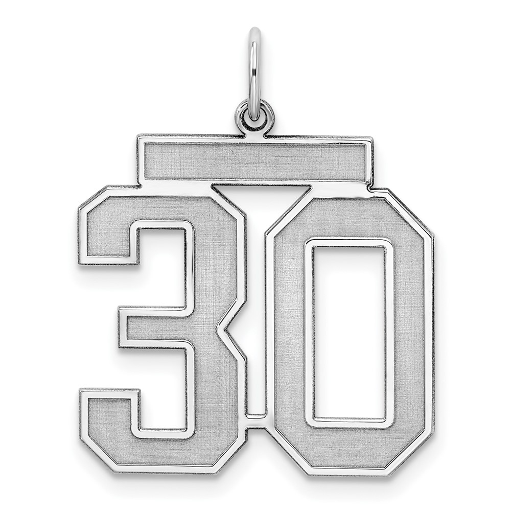 QPP30.jpg Sterling Silver/Rhodium-plated Satin Number 30 Charm - Image 1