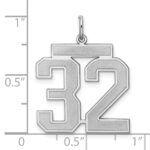 Sterling Silver/Rhodium-plated Satin Number 32 Charm - Image 3