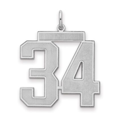 Sterling Silver/Rhodium-plated Satin Number 34 Charm