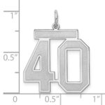Sterling Silver/Rhodium-plated Satin Number 40 Charm - Image 3