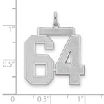 Sterling Silver/Rhodium-plated Satin Number 64 Charm - Image 2