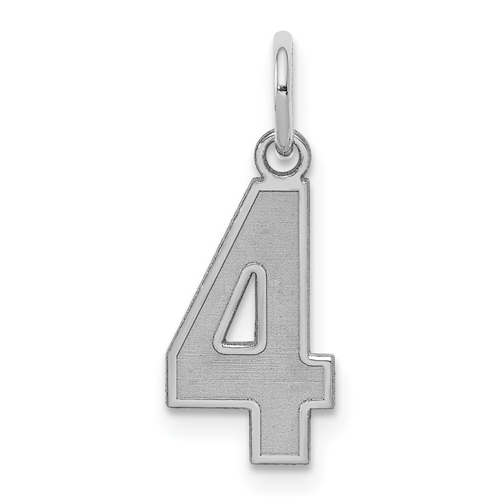 QPS04.jpg Sterling Silver/Rhodium-plated Satin Number 4 Charm - Image 1
