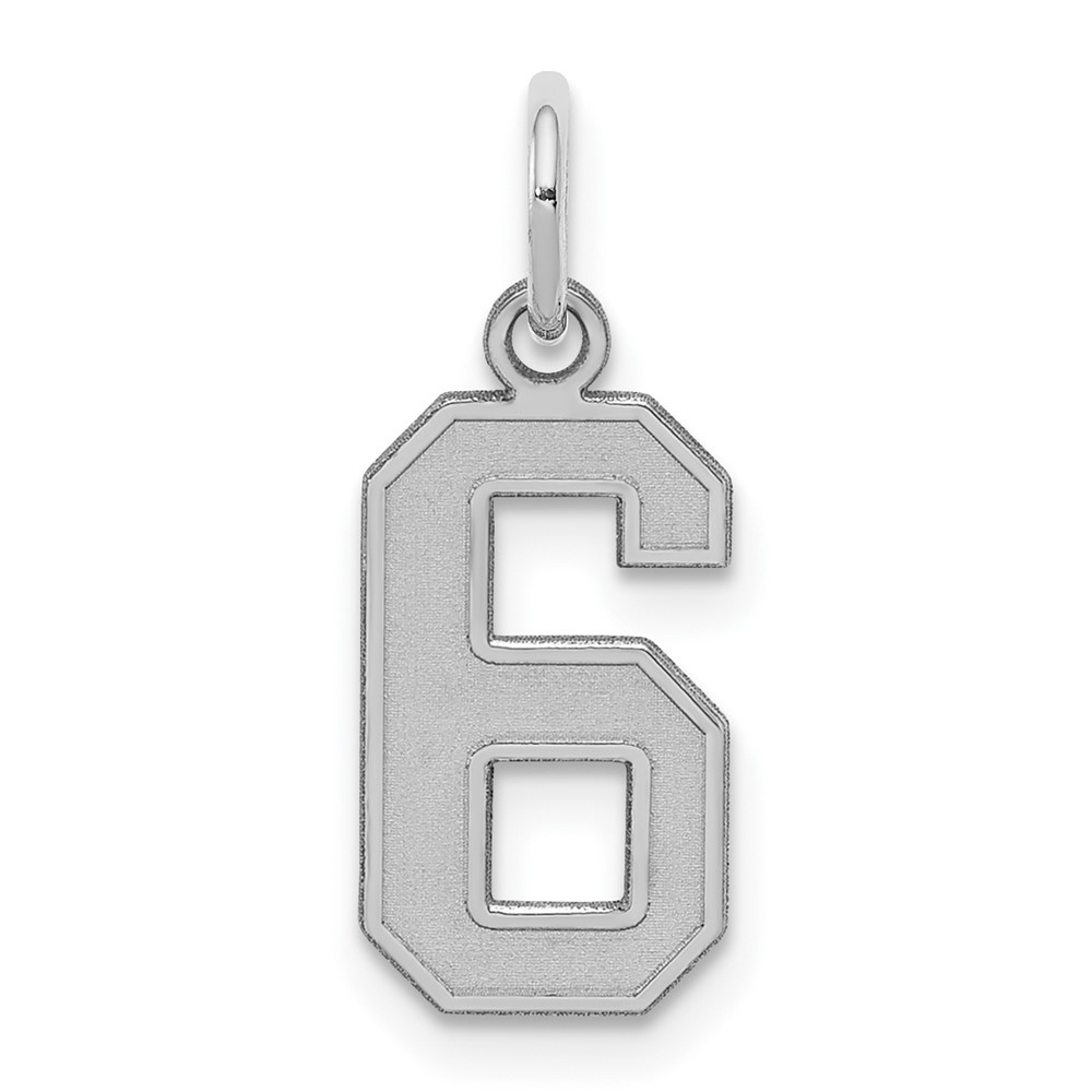 QPS06.jpg Sterling Silver/Rhodium-plated Satin Number 6 Charm - Image 1