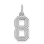 Sterling Silver/Rhodium-plated Satin Number 8 Charm