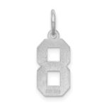 Sterling Silver/Rhodium-plated Satin Number 8 Charm - Image 4
