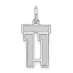 Sterling Silver/Rhodium-plated Satin Number 11 Charm